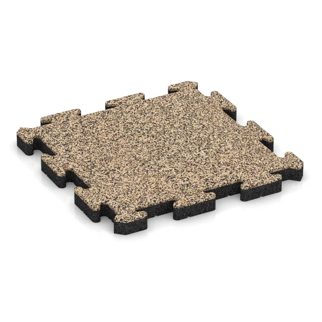 Vnitřní podlahová dlaždice puzzle von WARCO im Farbdesign Travertin mit den Abmessungen 500 x 500 x 40 mm. Produktfoto von Artikel 5935 in der Aufsicht von schräg vorne.