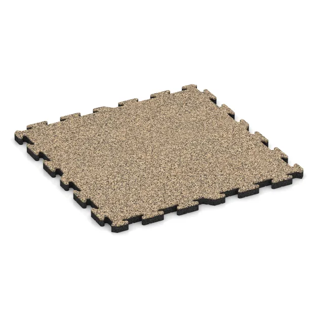 Vnitřní podlahová dlaždice puzzle von WARCO im Farbdesign Travertin mit den Abmessungen 1000 x 1000 x 40 mm. Produktfoto von Artikel 5921 in der Aufsicht von schräg vorne.
