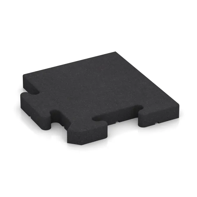 Rohová dlaždice HD Fine von WARCO im Farbdesign Antracit mit den Abmessungen 235 x 235 x 30 mm. Produktfoto von Artikel 4910 in der Aufsicht von schräg vorne.