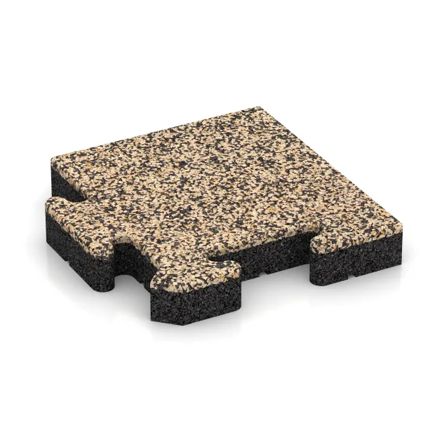 Rohová dlaždice von WARCO im Farbdesign Travertin mit den Abmessungen 235 x 235 x 40 mm. Produktfoto von Artikel 4962 in der Aufsicht von schräg vorne.