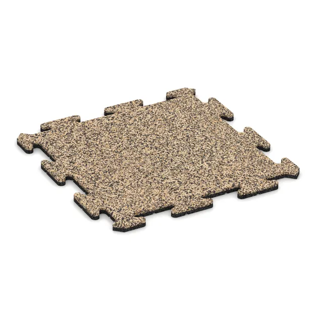 Vnitřní podlahová dlaždice puzzle von WARCO im Farbdesign Travertin mit den Abmessungen 500 x 500 x 18 mm. Produktfoto von Artikel 5679 in der Aufsicht von schräg vorne.