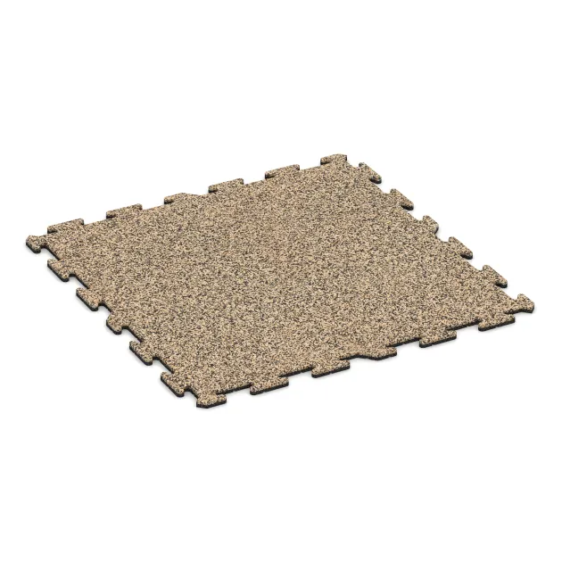 Vnitřní podlahová dlaždice puzzle von WARCO im Farbdesign Travertin mit den Abmessungen 1000 x 1000 x 18 mm. Produktfoto von Artikel 5953 in der Aufsicht von schräg vorne.