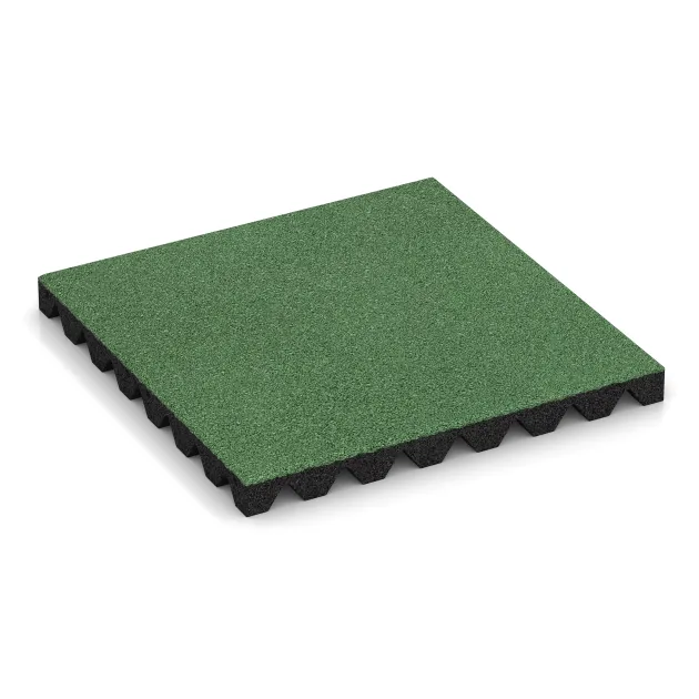 Bezpečnostní dlaždice na dětské hřiště 4,5 cm - EN 1177 ≤ 135 cm von WARCO im Farbdesign Bledě zelená mit den Abmessungen 500 x 500 x 45 mm. Produktfoto von Artikel 5538 in der Aufsicht von schräg vorne.