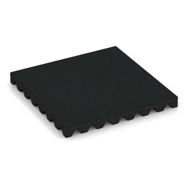 Bezpečnostní dlaždice na dětské hřiště 5 cm - EN 1177 ≤ 145 cm von WARCO im Farbdesign Železná šedá mit den Abmessungen 500 x 500 x 50 mm. Produktfoto von Artikel 5567 in der Aufsicht von schräg vorne.