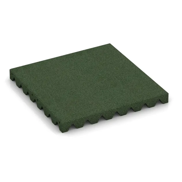 Bezpečnostní dlaždice na dětské hřiště 5 cm - EN 1177 ≤ 145 cm von WARCO im Farbdesign Trávově zelená mit den Abmessungen 500 x 500 x 50 mm. Produktfoto von Artikel 5556 in der Aufsicht von schräg vorne.