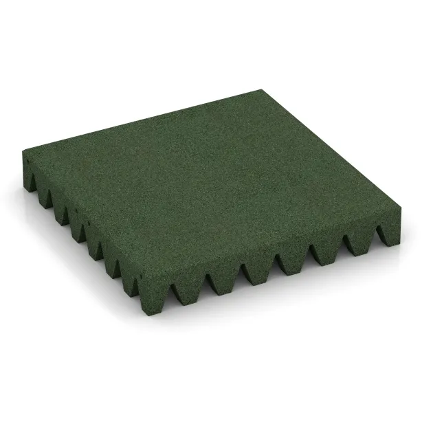 Bezpečnostní dlaždice na dětské hřiště 8 cm - EN 1177 ≤ 195 cm von WARCO im Farbdesign Trávově zelená mit den Abmessungen 500 x 500 x 80 mm. Produktfoto von Artikel 5596 in der Aufsicht von schräg vorne.