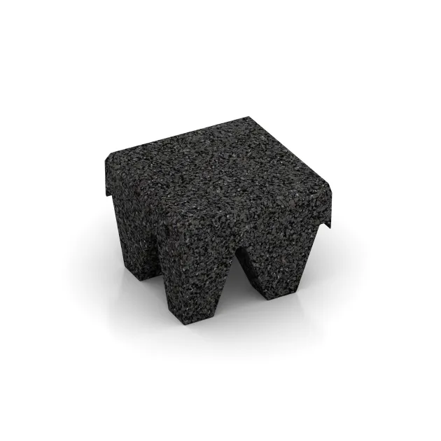 Material sample von WARCO im Farbdesign Antracit mit den Abmessungen ca. 100 x 100 x 80 mm. Produktfoto von Artikel 0512 in der Aufsicht von schräg vorne.