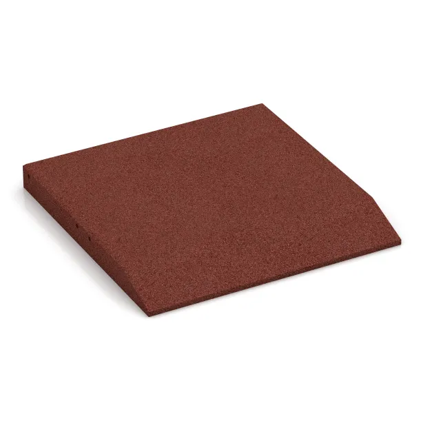 Edge tile (one chamfered side) von WARCO im Farbdesign Cihlově červená mit den Abmessungen 500 x 500 x 50 mm. Produktfoto von Artikel 0438 in der Aufsicht von schräg vorne.
