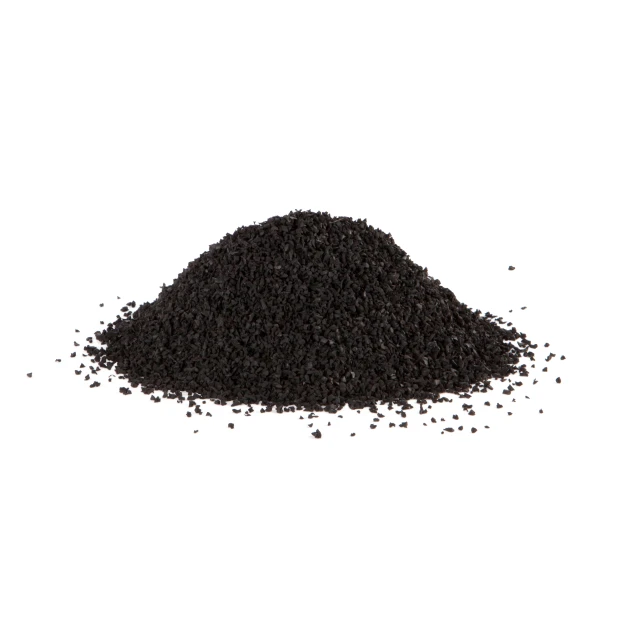 Rubber granulate von WARCO im Farbdesign Antracit mit den Abmessungen 20 kg. Produktfoto von Artikel 1791 in der Aufsicht von schräg vorne.