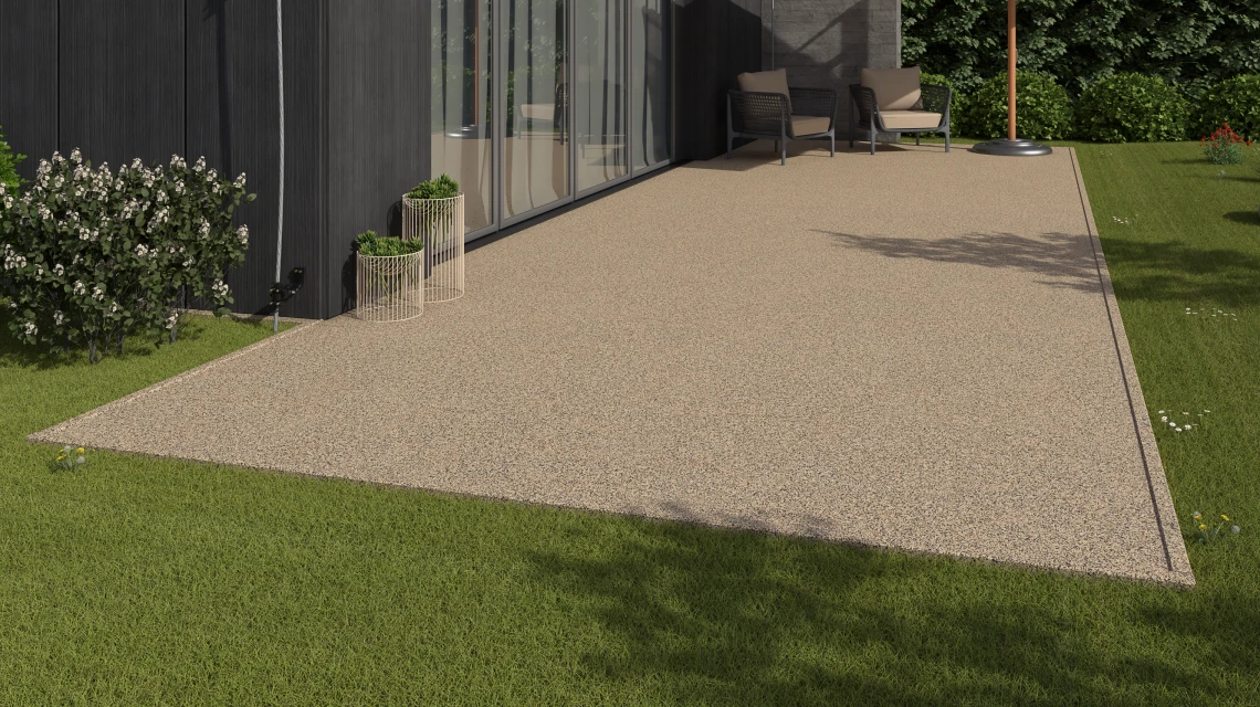 Beispielhafte Verlegung für den Artikel 3735 von WARCO - Dlaždice na terasu, Farbton Travertin in der Abmessung 30,6 x 30,6 x 2 cm | 0,094 m².