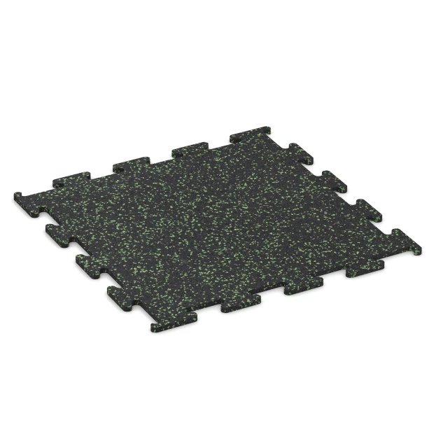 Fitness Performance Elite gumová podlaha do fitness von WARCO im Farbdesign Lehce zeleně kropenatá mit den Abmessungen 50 x 50 x 1 cm | 0,25 m². Produktfoto von Artikel 3767 in der Aufsicht von schräg vorne.