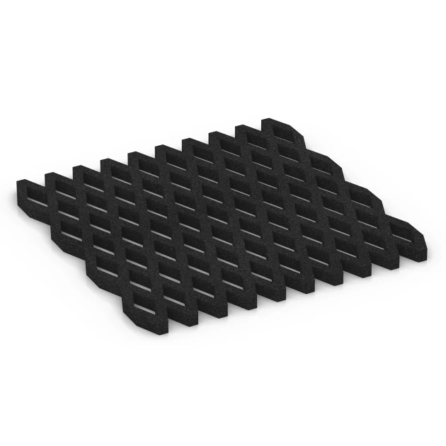 Dopadová zatravňovací dlažba von WARCO im Farbdesign Antracit mit den Abmessungen 100 x 100 x 4 cm. Produktfoto von Artikel 7009 in der Aufsicht von schräg vorne.
