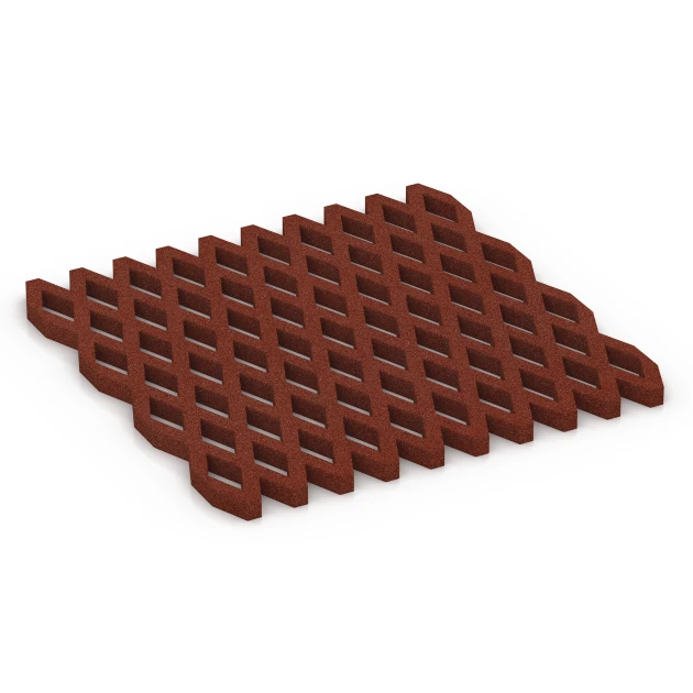 Dopadová zatravňovací dlažba von WARCO im Farbdesign Cihlově červená mit den Abmessungen 100 x 100 x 4 cm. Produktfoto von Artikel 7010 in der Aufsicht von schräg vorne.