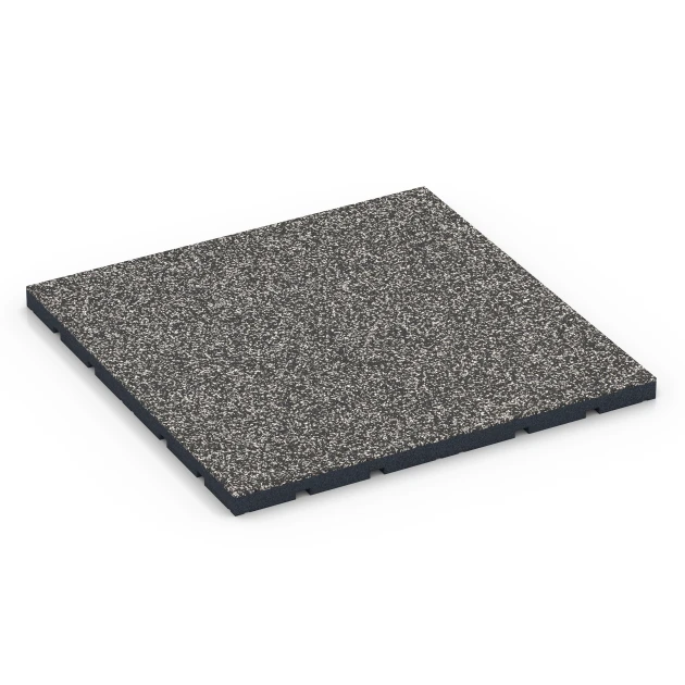 Sportovní podlaha pro venkovní fitness von WARCO im Farbdesign Tmavě šedá žula mit den Abmessungen 60 x 60 x 3 cm | 0,36 m². Produktfoto von Artikel 7132 in der Aufsicht von schräg vorne.
