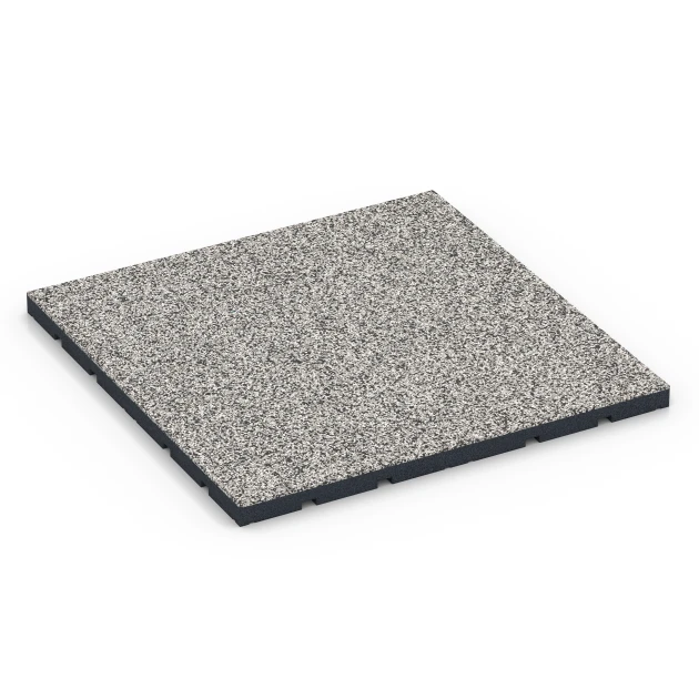 Sportovní podlaha pro venkovní fitness von WARCO im Farbdesign Šedá žula mit den Abmessungen 60 x 60 x 3 cm | 0,36 m². Produktfoto von Artikel 7133 in der Aufsicht von schräg vorne.