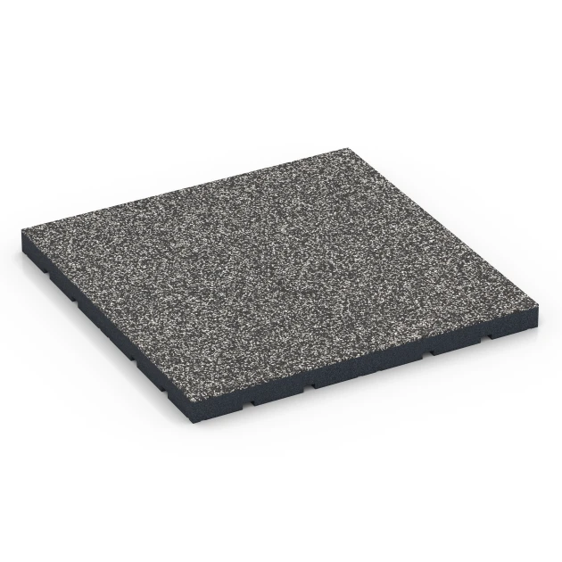 Sportovní podlaha pro venkovní fitness von WARCO im Farbdesign Tmavě šedá žula mit den Abmessungen 60 x 60 x 4 cm | 0,36 m². Produktfoto von Artikel 7141 in der Aufsicht von schräg vorne.
