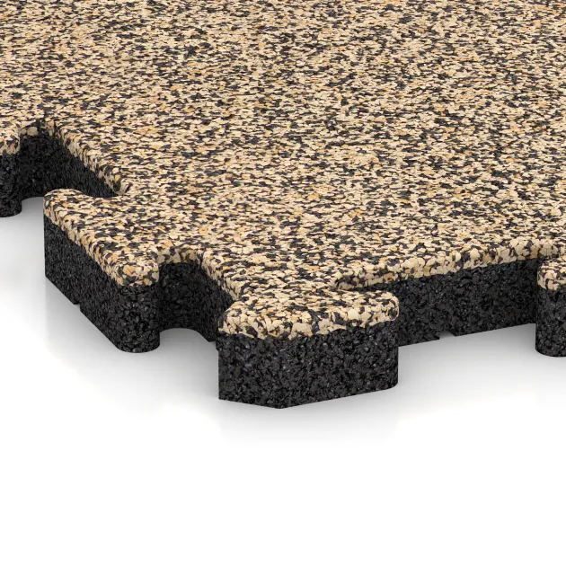 Detailaufnahme der Randausprägung von WARCO-Produkt 5921, Vnitřní podlahová dlaždice puzzle, Format 1000 x 1000 x 40 mm, Farbe Travertin.