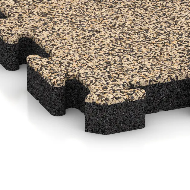 Detailaufnahme der Randausprägung von WARCO-Produkt 3014, Venkovní dlaždice na klik, Format 500 x 500 x 50 mm, Farbe Travertin.