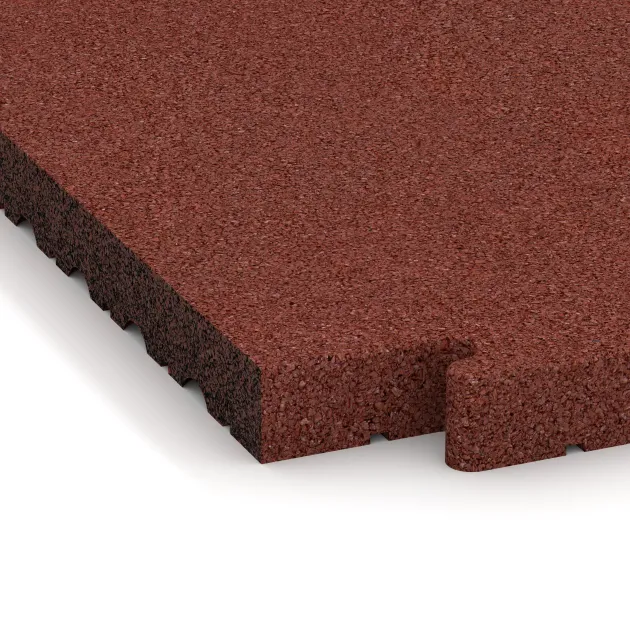 Detailaufnahme der Randausprägung von WARCO-Produkt 5153, Rohová dlaždice, Format 485 x 485 x 40 mm, Farbe Cihlově červená.