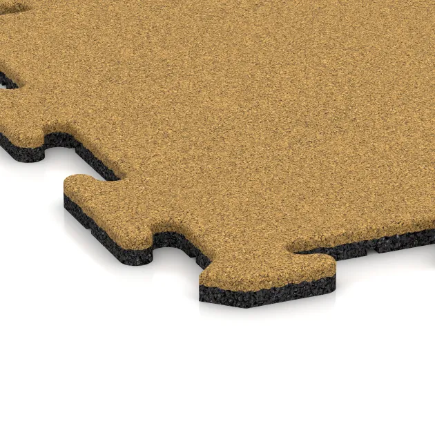 Detailaufnahme der Randausprägung von WARCO-Produkt 6204, Fitness podložka 18 mm, Format 500 x 500 x 18 mm, Farbe Citronová žlutá.