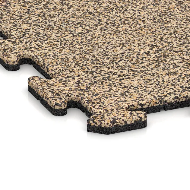 Detailaufnahme der Randausprägung von WARCO-Produkt 5953, Vnitřní podlahová dlaždice puzzle, Format 1000 x 1000 x 18 mm, Farbe Travertin.