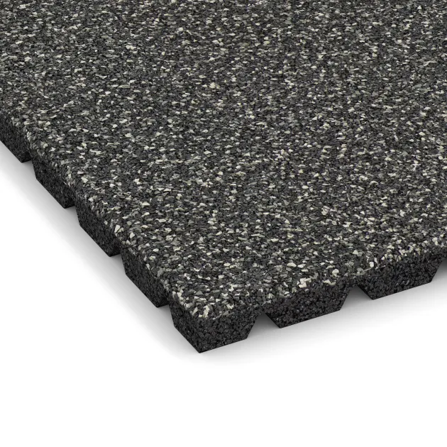Detailaufnahme der Randausprägung von WARCO-Produkt 5477, Terasová dlaždice 3 cm, Format 500 x 500 x 30 mm, Farbe Tmavě šedý granit.