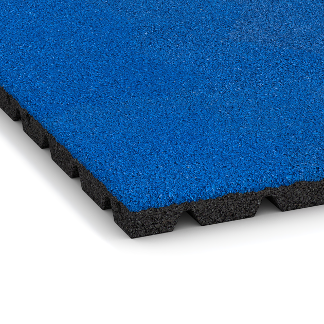 Detailaufnahme der Randausprägung von WARCO-Produkt 5464, Bezpečnostní dlaždice na dětské hřiště 3 cm - EN 1177 ≤ 100 cm, Format 500 x 500 x 30 mm, Farbe Genciánová modř.