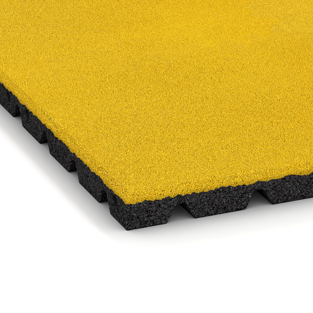 Detailaufnahme der Randausprägung von WARCO-Produkt 0558, Terasová dlaždice 3 cm, Format 500 x 500 x 30 mm, Farbe Citronová žlutá.