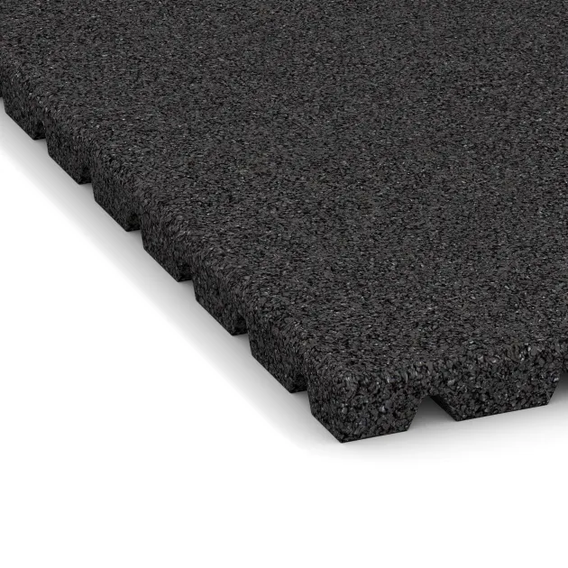 Detailaufnahme der Randausprägung von WARCO-Produkt 0750, Step protection mat horsebox, Format 1000 x 1000 x 30 mm, Farbe Antracit.