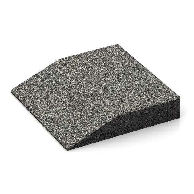 Detailaufnahme der Randausprägung von WARCO-Produkt 3817, Edge tile (one chamfered side), Format 500 x 500 x 100 mm, Farbe Šedý granit.