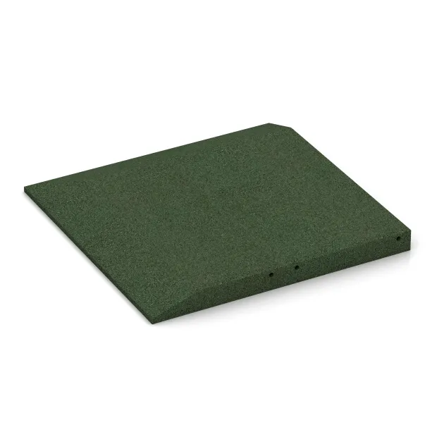 Detailaufnahme der Randausprägung von WARCO-Produkt 0477, Corner tile (two chamfered sides), Format 500 x 500 x 45 mm, Farbe Trávově zelená.