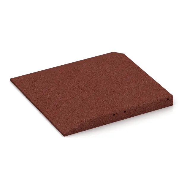 Detailaufnahme der Randausprägung von WARCO-Produkt 0480, Corner tile (two chamfered sides), Format 500 x 500 x 50 mm, Farbe Cihlově červená.