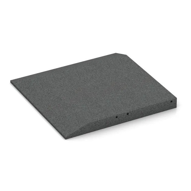Detailaufnahme der Randausprägung von WARCO-Produkt 0484, Corner tile (two chamfered sides), Format 500 x 500 x 50 mm, Farbe Šedá břidlice.