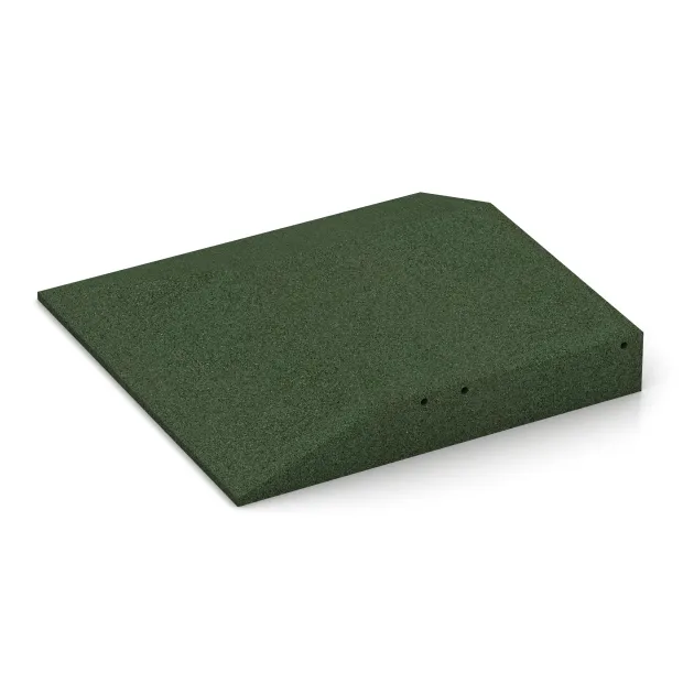 Detailaufnahme der Randausprägung von WARCO-Produkt 0495, Corner tile (two chamfered sides), Format 500 x 500 x 80 mm, Farbe Trávově zelená.