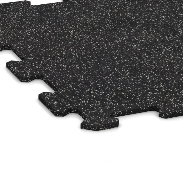 Detailaufnahme der Randausprägung von WARCO-Produkt 0921, Sportovní podlaha Kompakt, Format 485 x 485 x 8 mm | 0,235 m², Farbe Lehký zelený posypaný.