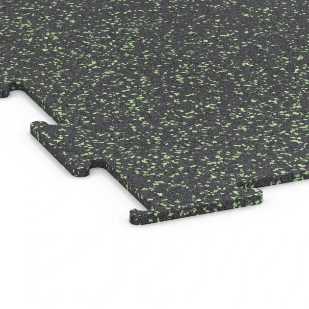 Detailaufnahme der Randausprägung von WARCO-Produkt 6453, Sportovní podlaha Kompakt, Format 100 × 100 × 0,8 cm, Farbe Lehký zelený posypaný.