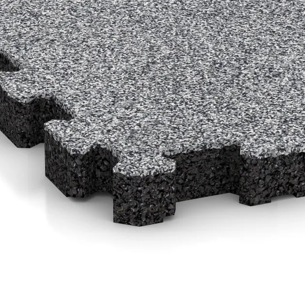 Detailaufnahme der Randausprägung von WARCO-Produkt 4456, Gumová dlaždice klik, Format 306 x 306 x 30 mm, Farbe Šedý melange.