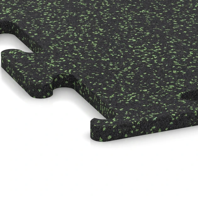 Detailaufnahme der Randausprägung von WARCO-Produkt 6979, Fitness Performance Elite Tréninková Podlaha, Format 100 x 100 x 2 cm | 1,00 m², Farbe Lehký zelený posypaný.