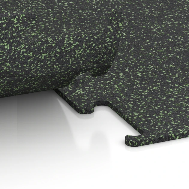 Detailaufnahme der Randausprägung von WARCO-Produkt 3767, Fitness Performance Elite Tréninková Podlaha, Format 50 x 50 x 1 cm | 0,25 m², Farbe Lehký zelený posypaný.