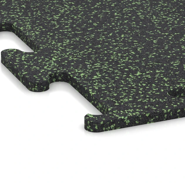 Detailaufnahme der Randausprägung von WARCO-Produkt 3771, Sportovní podlaha Fitness Performance Elite, Format 50 x 50 x 1,5 cm | 0,25 m², Farbe Lehký zelený posypaný.