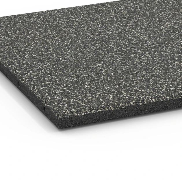 Detailaufnahme der Randausprägung von WARCO-Produkt 6413, Dopadová dlaždice EPDM – 90 cm, Format 50 x 50 x 3 cm | 0,25 m², Farbe Tmavě šedá žula.