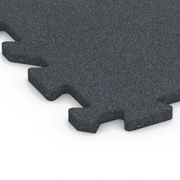 Detailaufnahme der Randausprägung von WARCO-Produkt 6315, Puzzle dlaždice na dětské hřiště, Format 50 x 50 x 2 cm | 0,25 m², Farbe Břidlicová šedá.