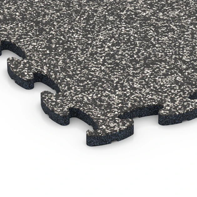 Detailaufnahme der Randausprägung von WARCO-Produkt 6823, Fitness Active podlaha, Format 44,6 x 44,6 x 1,8 cm, Farbe Tmavě šedá žula.