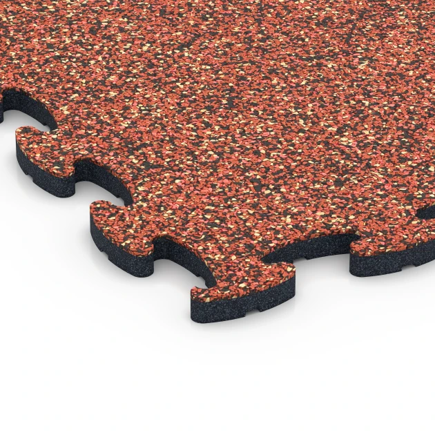 Detailaufnahme der Randausprägung von WARCO-Produkt 6863, Fitness Max Floor System, Format 44,6 x 44,6 x 1,8 cm, Farbe Etna.