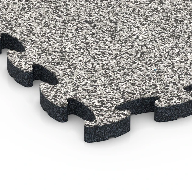 Detailaufnahme der Randausprägung von WARCO-Produkt 6842, Fitness Active podlaha, Format 44,6 x 44,6 × 2,8 cm, Farbe Šedá žula.