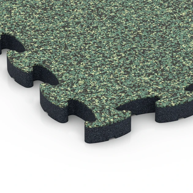 Detailaufnahme der Randausprägung von WARCO-Produkt 6879, Fitness Max Floor System, Format 44,6 x 44,6 × 2,8 cm, Farbe Anglický trávník.
