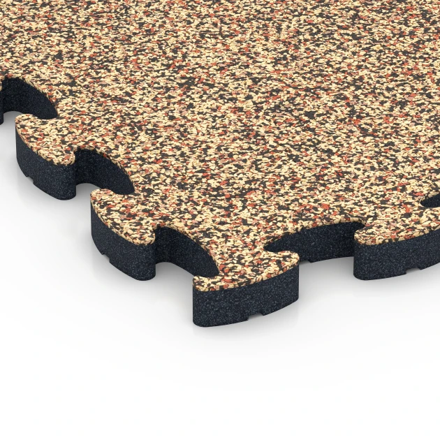 Detailaufnahme der Randausprägung von WARCO-Produkt 6880, Fitness Max Floor System, Format 44,6 x 44,6 × 2,8 cm, Farbe Terakota.