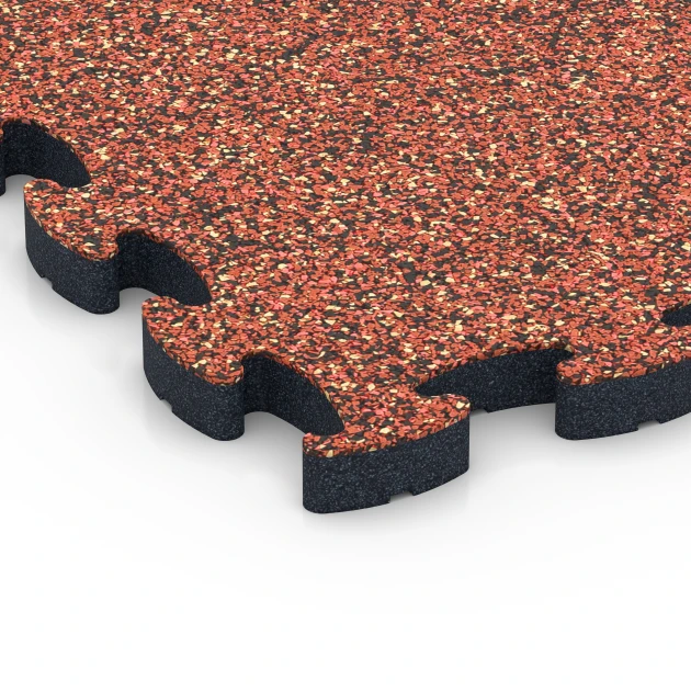 Detailaufnahme der Randausprägung von WARCO-Produkt 6881, Fitness Max Floor System, Format 44,6 x 44,6 × 2,8 cm, Farbe Etna.