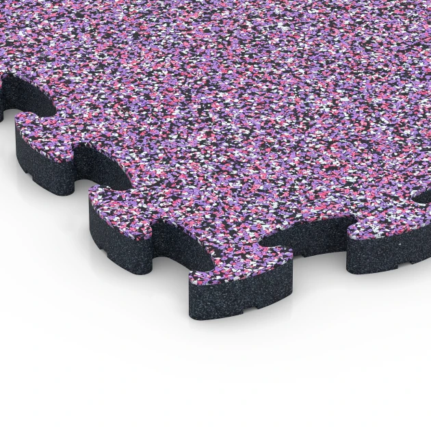 Detailaufnahme der Randausprägung von WARCO-Produkt 6882, Fitness Max Floor System, Format 44,6 x 44,6 × 2,8 cm, Farbe Levandule.