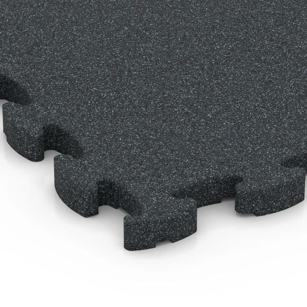 Detailaufnahme der Randausprägung von WARCO-Produkt 6964, Fitness Premium sportovní podlaha Plus, Format 28,9 x 28,9 x 1,8 cm, Farbe Antracit.
